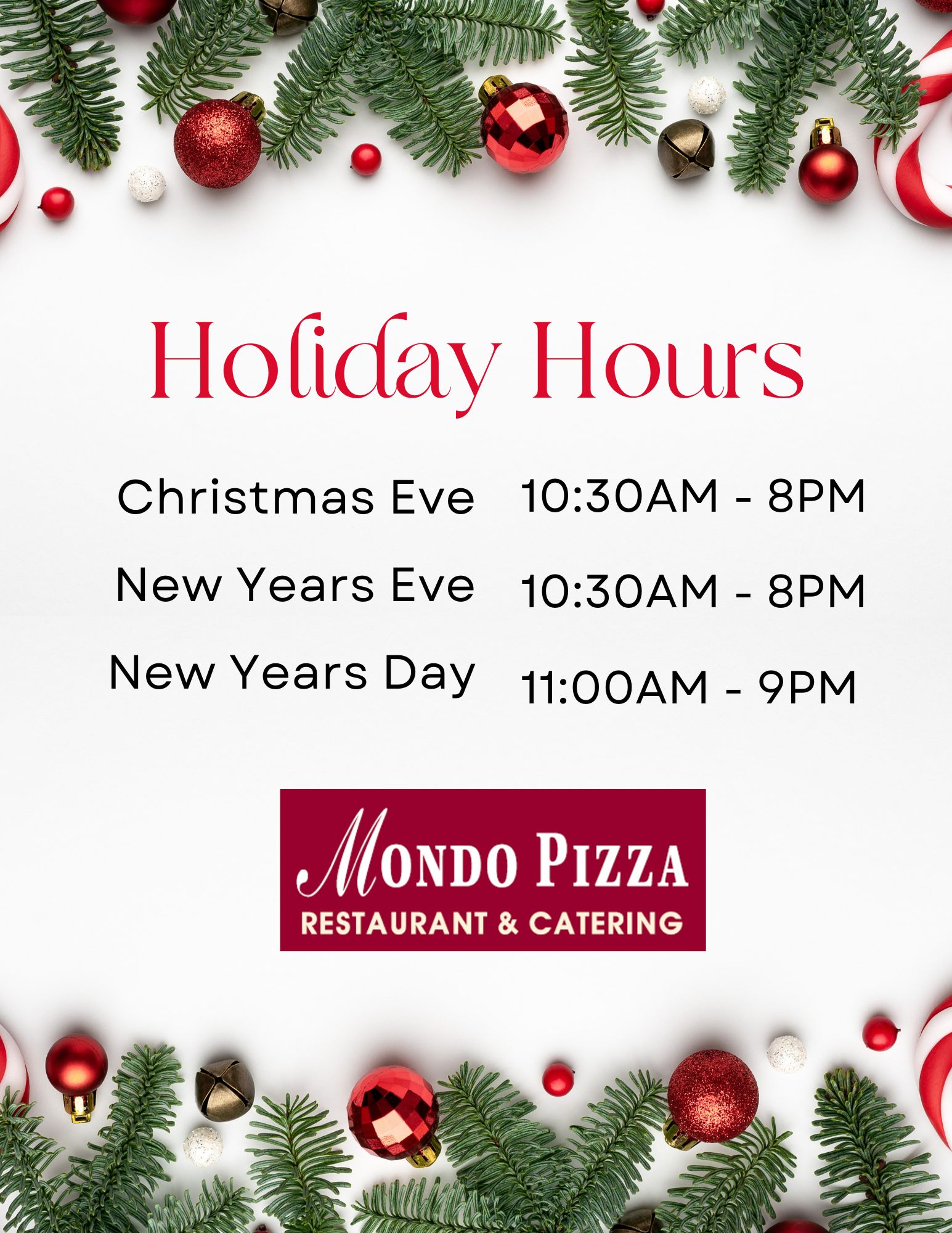 Mondo 2024 Holiday Hours